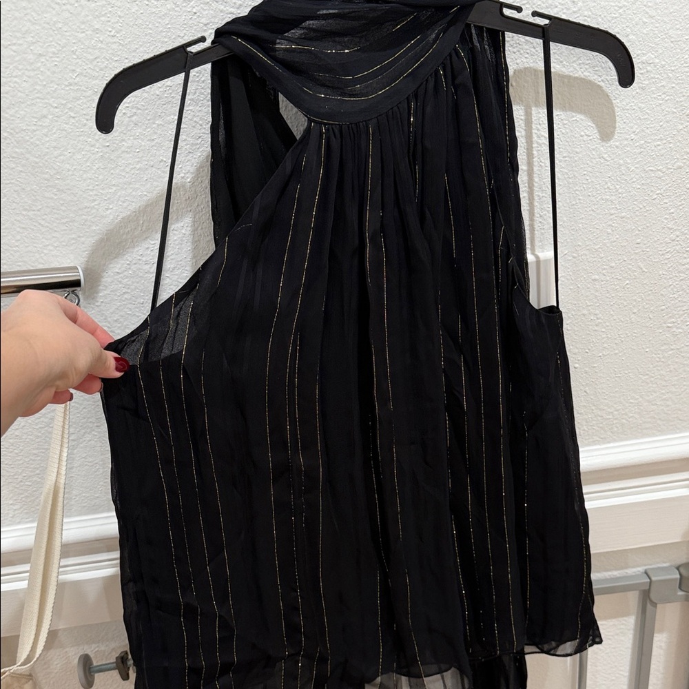 Zara Black and Gold Striped Blouse
